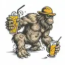 Sasquatch with malitov cocktail tattoo design idea