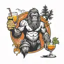 Sasquatch with malitov cocktail tattoo design idea