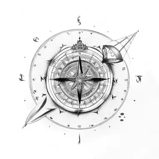 Ragnar with viking compass and the sea tattoo design idea