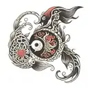 skeletonal fish yin yang tattoo design idea