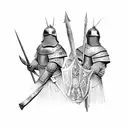 medieval warriors posing tattoo design idea