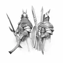 medieval warriors posing tattoo design idea