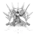 medieval warriors posing tattoo design idea