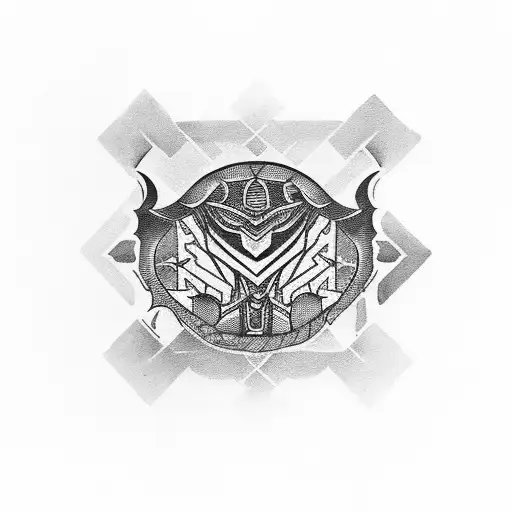 Design a tattoo of a vintage car with a unique pattern inspired by high-end apparel tattoo design idea