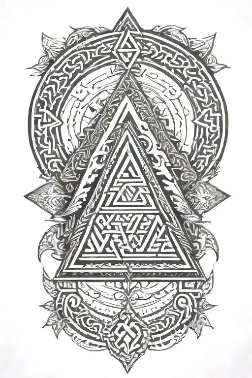 Nordic symbols: valknut, yggdrasil and a world serpent tattoo design idea