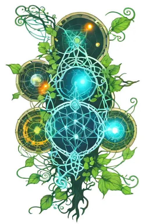Celtic tree of life, celtic knot, solar system planets and celtic cross tattoo design idea