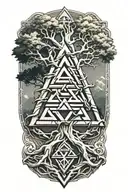 Valknut, yggdrasil tree growing tattoo design idea