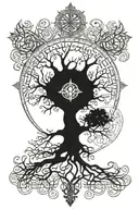 Celtic tree of life with Nordic compass surrounded tattoo design idea