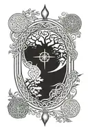 Celtic tree of life with Nordic compass surrounded tattoo design idea
