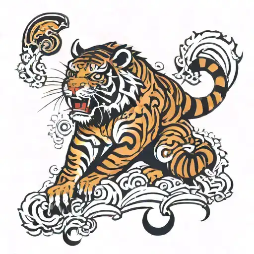Tiger, monkey, bull, libra zodiac sign tattoo design idea