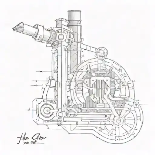 A sketch of a engineer's blueprint with the words 'I love you mom' hidden within the design, as a modification to your current tattoo tattoo design idea