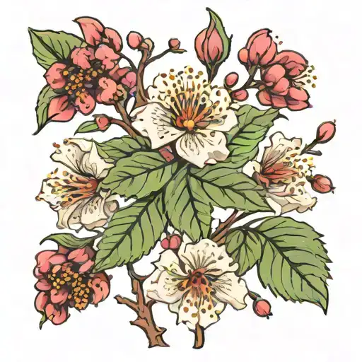 hawthorn flower tattoo design idea