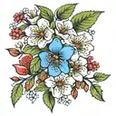 hawthorn flower tattoo design idea