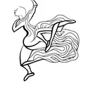 A silhouette of a dancer gracefully leaping through the streets of NYC tattoo design idea