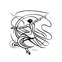 A silhouette of a dancer gracefully leaping through the streets of NYC tattoo design idea