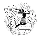 A silhouette of a dancer gracefully leaping through the streets of NYC tattoo design idea
