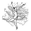 A silhouette of a dancer gracefully leaping through the streets of NYC tattoo design idea