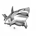 shark jaw around knee tattoo design idea