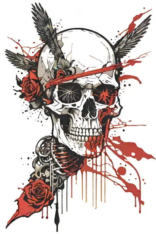horus skull face morphing half skeleton tattoo design idea