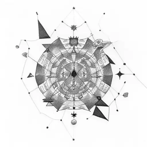 cancer constellation with number 9 tattoo design idea