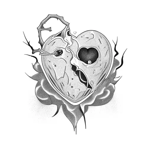 broken heart bleeding tattoo design idea