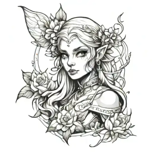 elf girl tattoo design idea