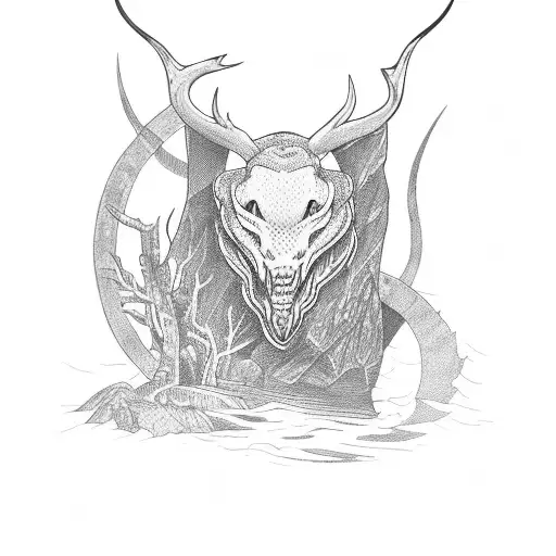 hunting with brother next to a river  tattoo design idea