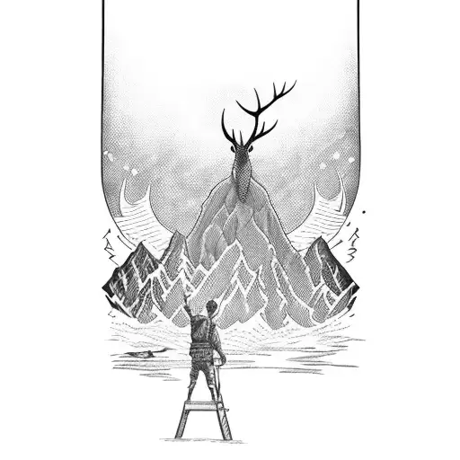 hunting with brother next to a river  tattoo design idea