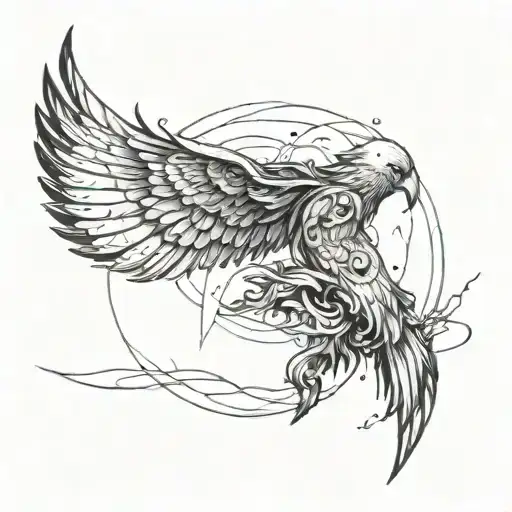 An abstract tattoo inspired by the story of Icarus and Daedalus tattoo design idea