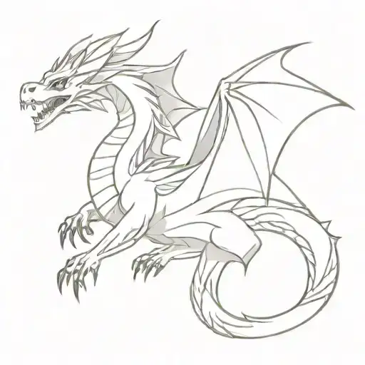 A minimalist tattoo of a fierce dragon inspired by League of Legends, with subtle nods to South Korean culture tattoo design idea