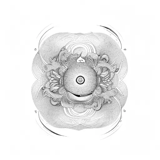 A paintbrush and a cat tail forming a yin-yang symbol, with lotus flowers on each side tattoo design idea