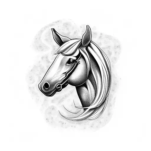 horse and an analog clock tattoo design idea