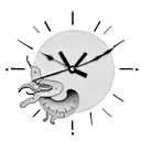 analog clock showing 8:29 on top of a sleeping snake tattoo design idea