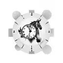 horse and an analog clock tattoo design idea