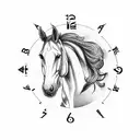 horse and an analog clock tattoo design idea