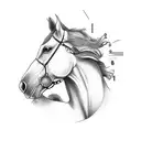 horse and an analog clock tattoo design idea