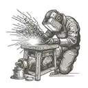 A welder creating a masterpiece with sparks flying in the background tattoo design idea