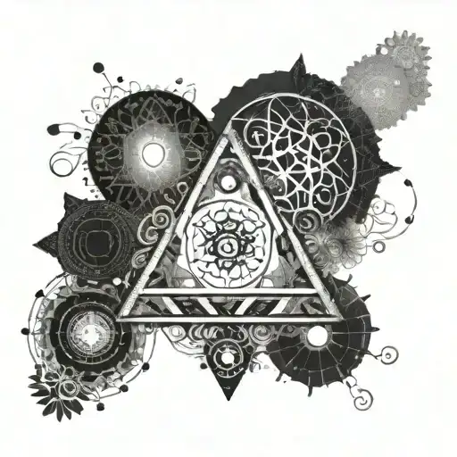 An abstract representation of the seven chakras interwoven with musical symbols tattoo design idea