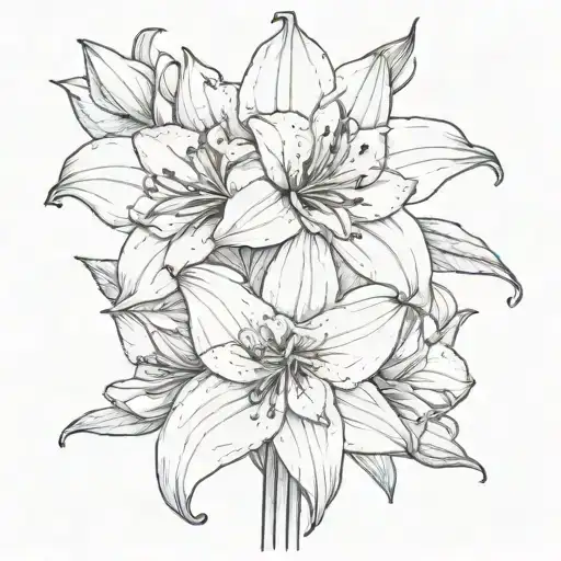 amaryllis flower tattoo fineline  tattoo design idea