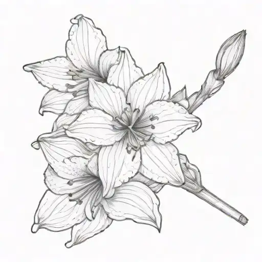 amaryllis single  flower tattoo fineline  tattoo design idea