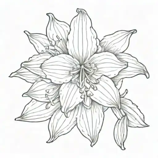 amaryllis one single  flower tattoo fineline simple tattoo design idea