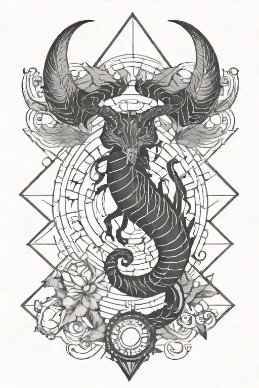capricornio scorpio love moon sun tattoo design idea