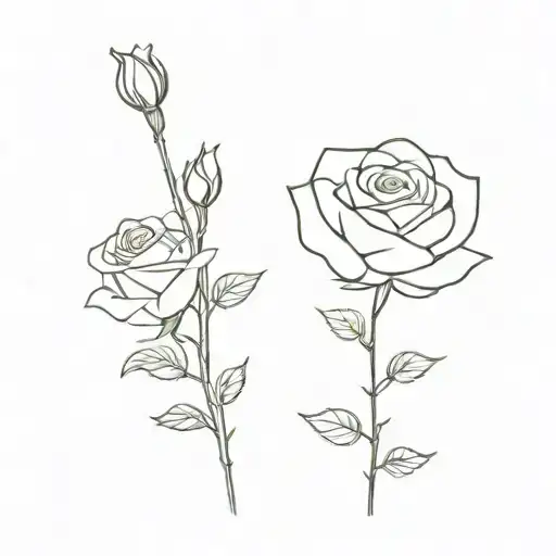 Vertical minimalistic narrow tattoo with only the stem of a rose. Tattoo for men. Underarm. 8 cm tattoo design idea