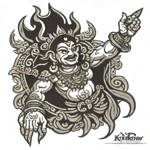 kal bhairav ​​god of nepal tattoo design idea