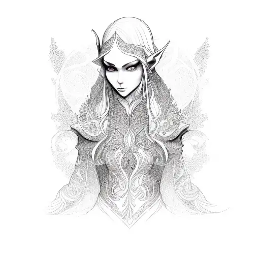 Elven-style circular tattoo design idea