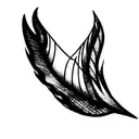 Phoenix sideways 3 feathers beak tattoo design idea