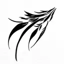 Phoenix sideways 3 feathers beak tattoo design idea