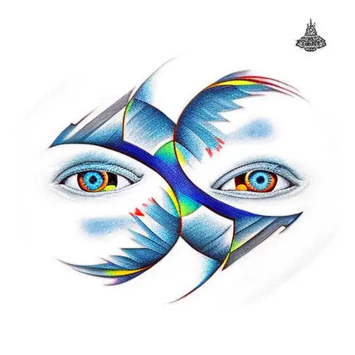 "Create a tattoo design featuring two rors facing each other. Each mirror should have an infinity reflection of itsel tattoo design idea