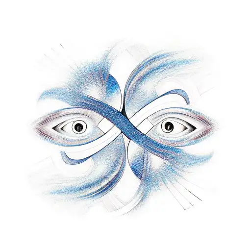 "Create a tattoo design featuring two mirrors facing each other. Each mirror should have an infinity reflection of itsel tattoo design idea