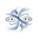 "Create a tattoo design featuring two mirrors facing each other. Each mirror should have an infinity reflection of itsel tattoo design idea